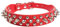 ETOPARS Mit Stacheln besetztes Hundehalsband aus PU-Leder, Bullet Nail Rivet, Punk-Design, für mittlere und große Hunde, verstellbar, rot, Schottenmuster