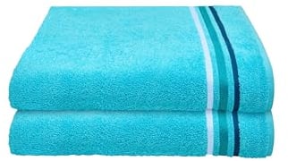 Schiesser Frottier Duschtuch Skyline Color im 2er Set | 100% Baumwolle aus nachhaltiger Produktion | saugstark, weich, farbecht | 70x140cm | Türkis