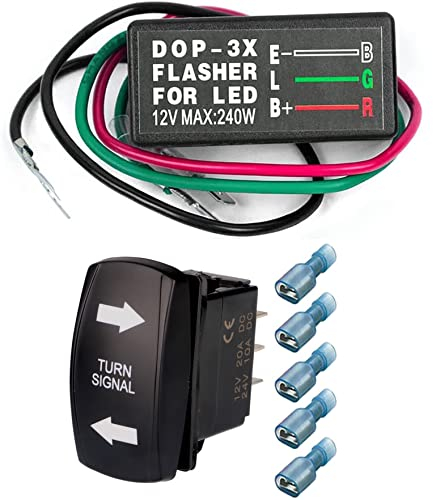 Gebildet Interruttore a Bilanciere Indicatori Direzione, blu LED Lampeggiante Acceso/Spento/Acceso UTV ATV Kit Compatibile con Veicolo Barca Moto IP67 4pin Interruttore Interno Motore Universale