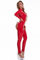 GITDOT Damen Glänzender Lackleder Bodysuit Catsuit Spiegel PVC Jumpsuit Clubwear Dessous Offener Schritt (3XL,Rot)