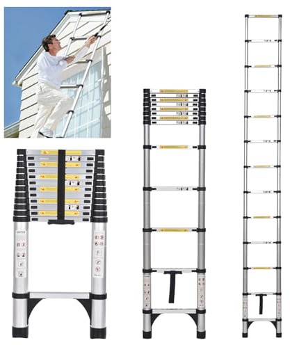 JADDUO Telescoping Ladder, 16.5 FT, Rectangular, Heavy Duty, Silver
