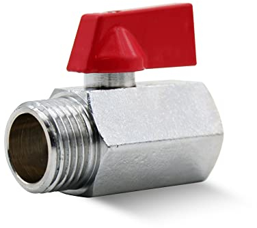 DOJA Barcelona | Mini-Kugelhahn | Rot | 1/2 | Aussengewinde - Innengewinde | Mini-Absperrhahn Verchromter Messing | Mini-Absperrventil für Wasserpumpen, Tanks, Außenventil, Wasseranschlüsse