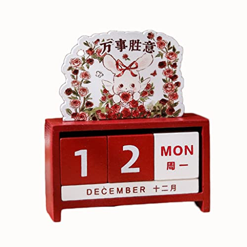 YXWJ 10,5 x 12,5 cm (4,1 x 4,9 Zoll) Ewiger Kalender Tischkalender Retro-Desktop-Blockkalender Erinnerungskalender-Plakette