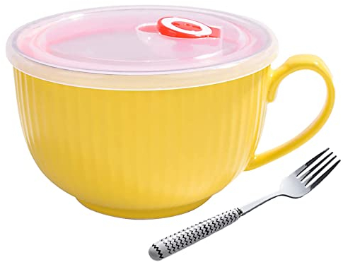 Groß Tasse Kaffeetasse Groß Kaffeebecher Keramik Teetasse,700 ml Große Suppentasse,Groß Müslischalen mit Henkel Tee Becher Porzellan Salatschüssel Ramen Schüssel