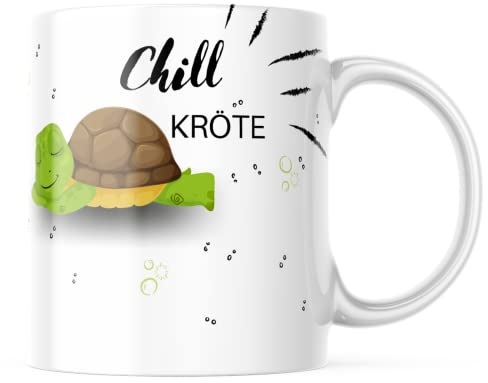 Tasse Chill Kröte - Schildkröten Motiv, 330 Milliliter Kapazität, Spülmaschinenfest und Mikrowellensicher, lustiges Geschenk für Familie, Partner und Freunde - Für jeden Anlass