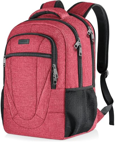 BIKROD Sac à dos unisexe rose pour ordinateur portable, convient pour les étudiants, compartiment pour ordinateur portable 17, intérieur spacieux, port de charge USB, design antivol et panneau