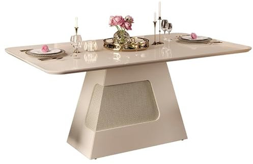 DJ Moveis Table à Manger 6 Personnes Rectangle Blanc Ecru 180 x 80 x 90 cm