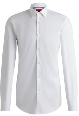 HUGO Hommes Koey Chemise Slim en Popeline de Coton Facile à Repasser