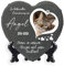 AIGAT Personalisierbare Herz Gedenktafel 25 x 25 cm mit Name, Datum, Foto und Ständer für Haustier Katze Hund Schiefer Stein Pfote Grabmal - Herz Foto