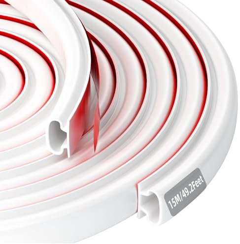 Weather Stripping Door Seal Strip, D-Shape Self Adhesive Rubber Window Seal Strip, Draught Excluder for Door Frame Insulation Soundproof, Suit for 2.5 to 5.5mm Gap (15M, White)