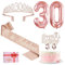 Amosking 30th Birthday Decorations for Women, Including 30th Birthday Sash and Crown, Cake Topper and Candles, Rose Gold Number Balloons, 30 Year Old Gifts for Women