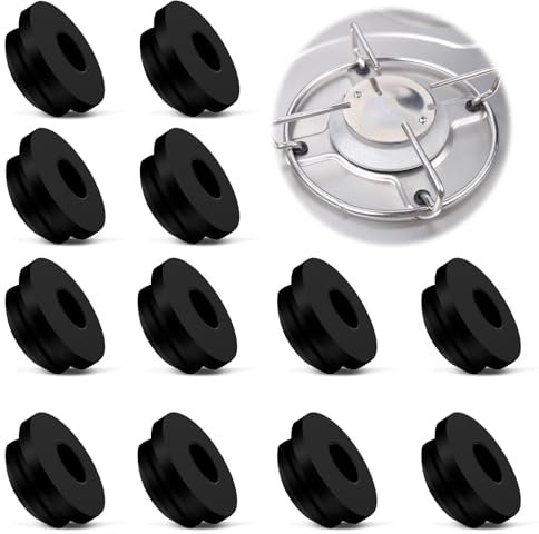 12 Stück Topfstützen Kompatible Rostgummifüße Topfträgergummis, Gummifüße Rostgummifüe, Gummifüsse Gasherd, Schutzgummidurchführungen,Topfstützen mit, Schwarz für Topfstützen mit 5mm Stäben