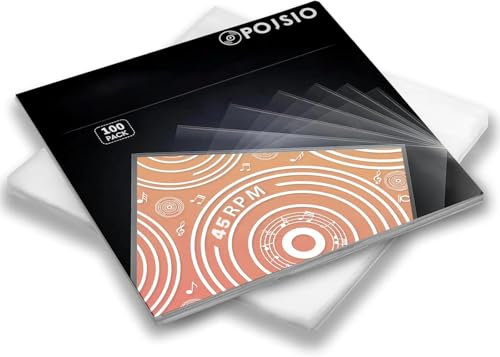 POJSIO 100 Pz. Buste Vinili 45 Giri Esterne 7 Pollici,Custodia Vinili 45 Giri Cover Vinili 45 Giri Trasparenti Per Singoli LP/7” Dischi,Buste Vinile 45 Giri Protezione Polipropilene Vinile Copertine
