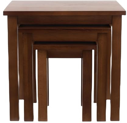 Kemtpase Soild Oak 3 Nest of Tables, Wooden Side Tables for Bedroom, Coffee Table, Small Table, Lamp Table, Nesting Tables for Small Spaces