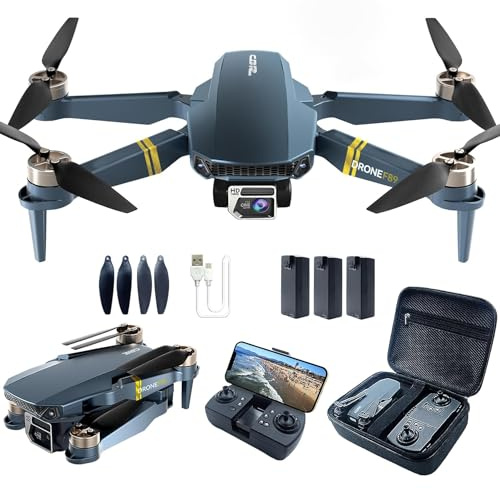 Drone con telecamera 4K HD per principianti - 800 m di portata, 60+ min di volo, WiFi FPV, motore brushless, Auto Hover, Auto Follow (3 batterie)