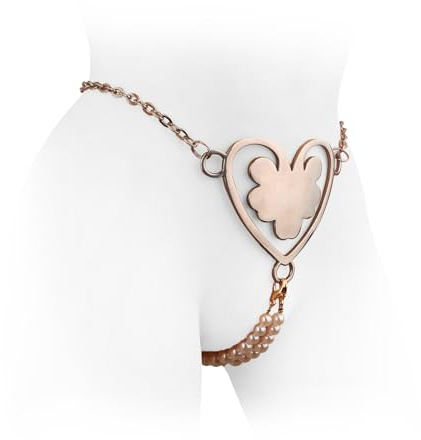 YAXZA KeuschheitsgüRtel Frauen mit Perlen KeuschheitsgüRtel BDSM Bondage Kit Spielzeug Einstellbare Fesselung Kit Keuschheit Sexuelle Fesselung Sexy Spiel Sklave Sex Spielzeug für Damen