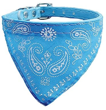 Newtensina Mode Hundebandana Halsband HundeHalsband Junge Mittel Bandana Hündchen Bandana mit Halsband für Hunde - Light Blue - S