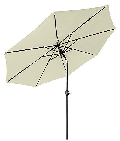 AufuN Sonnenschirm 300cm mit kurbel UV Schutz Neigbar 40+ - Beige Alu Balkon Terrassenschirm Marktschirm Gartenschirm (Beige)