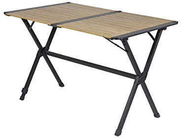 Bo-Camp Alu Campingtisch Camping Rolltisch Klapptisch Falttisch Groß Holz 111x72
