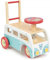 Vilac 2 in 1 Retro Campervan Walker, Holz Baby Walker Verstecktes Fach Rutschspielzeug Geeignet ab 12 Monaten