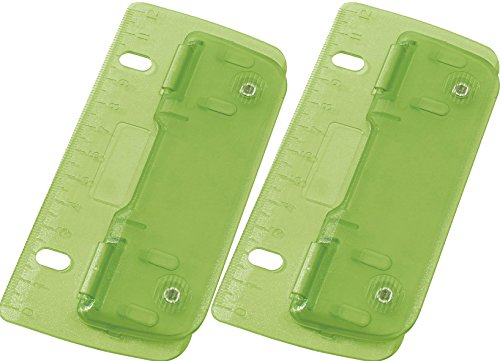 WEDO Taschenlocher aus Kunststoff zum Abheften für 8 cm Lochung, mit 12 cm Skala (hellgrün, 2 Locher)