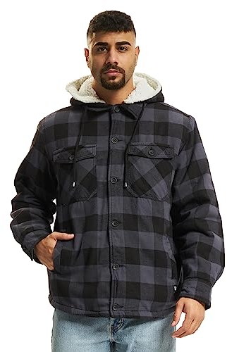 Brandit Lumber Jacket Hooded, Farbe: black/grey, Größe: L
