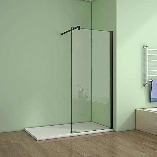 1100x1950mm Xinyang Walk in Shower Black Rotational Panel Wet Room Easy Clean Glass Sliding Door