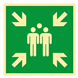 Schild Sammelplatz Sammelstelle Sammelpunkt 30x30cm ALU langnachleuchtend