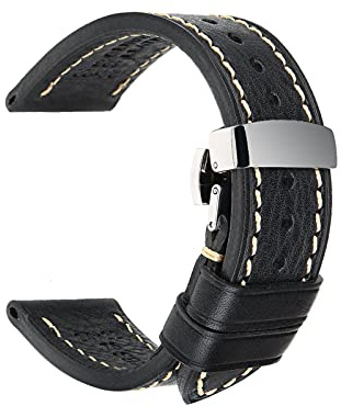 TikTako Uhrenarmband Leder mit Faltschließe Armband