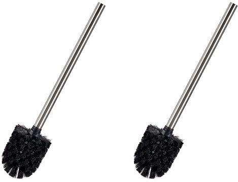TIENDA EURASIA® Pack 2 Escobillas de Baño - Recambio de Escobilla WC de Baño de Acero Inoxidable - Ø8 x 35x5 cm (Negro)