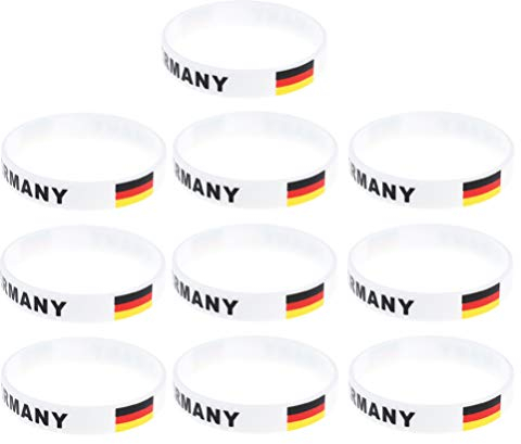 Garneck 10Pcs Deutschland Land Flagge Silikon Armband Gummi Sport Armband Manschette für Souvenir Fan Supporter Fußball Fußball Athletics Gymnastik Hockey
