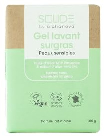 Alphanova Solide Gel Lavant Surgras Parfum Lait d'Aloe Bio 100 g