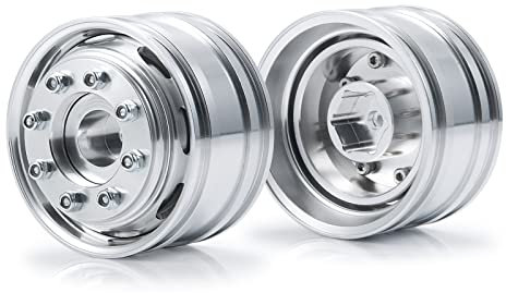 AXspeed 2 Stück Metalllegierung Vorderrad Felgen Naben für 1/14 Tamiya Trailer Tractor Truck RC Car Upgrade Parts