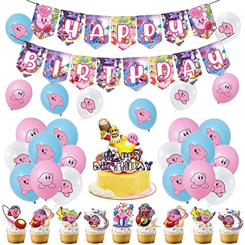 Deko Geburtstag Kirby Geburtstag Deko Videospiel Luftballons Spiel Geburtstag Luftballons Kirby Party Deko Videospiel Geburtstagsdeko Geburtstag Girlande Spiel Kuchendeckel