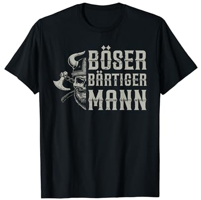 Böser Bärtiger Mann Wikinger Walküre Odin Axt T-Shirt