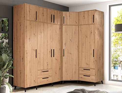 Marmex Der Garderobe Set Arti 1 - Garderobenschrank; eine Reihe von Kleiderschränken für Flur Schlafzimmer Zimmer. Großer Eckschrank, Kleiderschrank mit Verlängerung, Schubladen Kliderstange