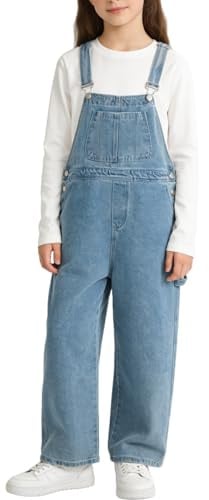 Rolanko Salopette di Jeans da Ragazze con Spalline Regolabili, Tuta di Denim Casual per Bambini