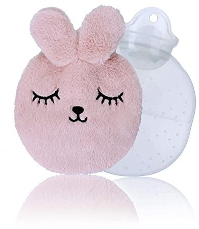 Bouillotte Enfant,Bouillotte avec Housse,Bouillotte Eau Chaude,Bouillotte Eau Chaude avec sa Housse,Bouillotte Avec Housse en Peluche,Bouillotte Douce,Sacs d'eau chaude pour adultes et enfants (rose)