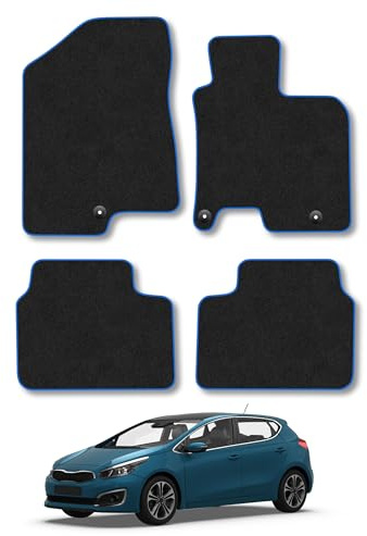 Fits Kia Cee'd (2012-2018) Carpet Car Mats | Blue Edge Trim Tailored Fit Floor Mats Full Coverage Protection Accessories Easy Clean Anti Slip Made in the UK