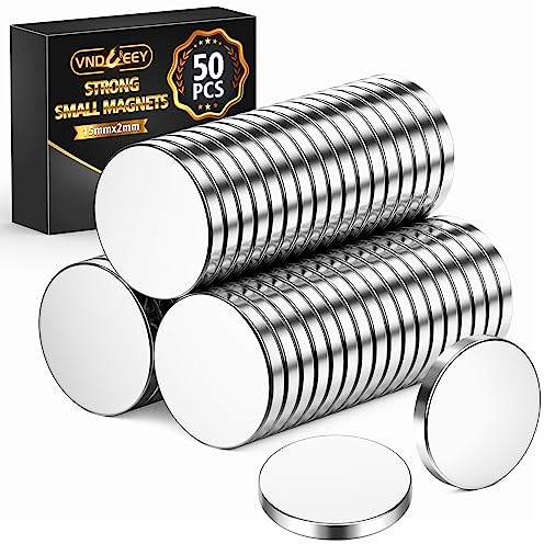 VNDUEEY 50 Stück Magnete Stark, 15x2mm Magneten, Rund Magnete Klein, Neodym Magnet Extra Stark Ideal für Bastelzimmer, Kühlschrank, Magnettafel, Küche, Werkstatt, Whiteboard, Büro, Lagerregal