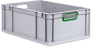 PROREGAL Eurobox NextGen Color | HxBxT 22x40x60cm | 44 Liter | Griffe grün offen | Verstärkter Boden | Eurobehälter, Transportbox, Transportbehälter, Stapelbehälter