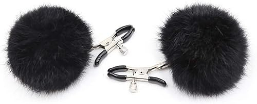1 Paar Nippelklemmen aus PU-Leder mit Bommel Metall Nippel Piercings Brustklemmen Nippel Körperschmuck für Frauen Paar, Klemmen