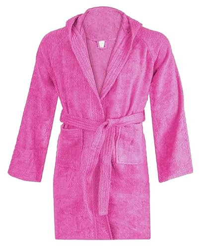INTRECCI Accappatoio Bambino e Bambina, Accappatoio Spugna di Cotone, 8/10 Anni, Assorbente, Morbido, per Pelli Sensibili, Certificato Oeko-Tex. Colore: Fuxia