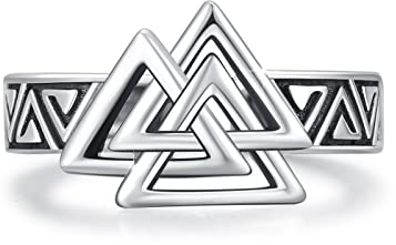Viking Rune Ring 925 Silber Trinity Knot Triquetra Siegelring Für Frauen Oxidiert Nordischer Wikinger Symbol Ring für Herren Damen