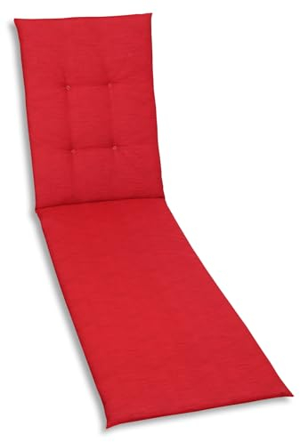 GO-DE Rot Uni Kissen, Made in Germany - 190cm x 60cm x 5cm, Baumwolle, Polyester, Mittelfest, Indoor und Outdoor, Für Rollliegen (Garten)