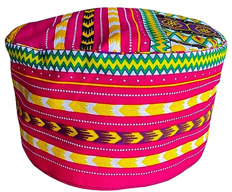 DA'IKI African Dashiki Kufi Hut Afrika Kente Muster Kofi Hut Afrikan Cap, pink/grün, L