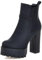 Lroey Reoly Stivaletti da Donna con Tacco Largo, Stivali Chelsea Punta Rotonda Tacco Alto Stivali Corti Senza Chiusura con Plateau, P15935Ha Nero Numero 45 EU