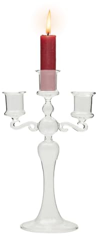Chandelier à 3 bras – Élégant bougeoir en verre transparent avec 3 branches, centre de table pour fête à thème, centre de table, décoration de salle à manger, anniversaire, vacances, Noël Bellv