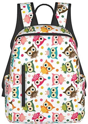 Niedlicher bunter Eulen-Rucksack für Damen und Herren, lässiger Tagesrucksack, niedlicher Laptop-Rucksack, leichter Reiserucksack, Niedliche, bunte Eule, One size