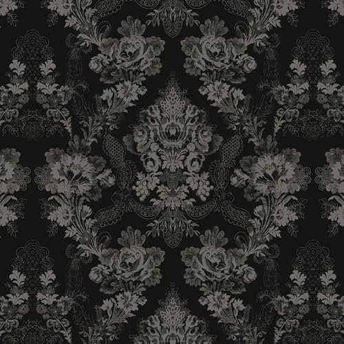 Fiula Black and White Peel and Stick Wallpaper Baroque Self Adhesive Wallpaper Furniture Sticker Vintage Contact Paper Wall Paper Removable Vinyl Wrap Roll Living Room Bedroom Bathroom Smooth 41CMx3M